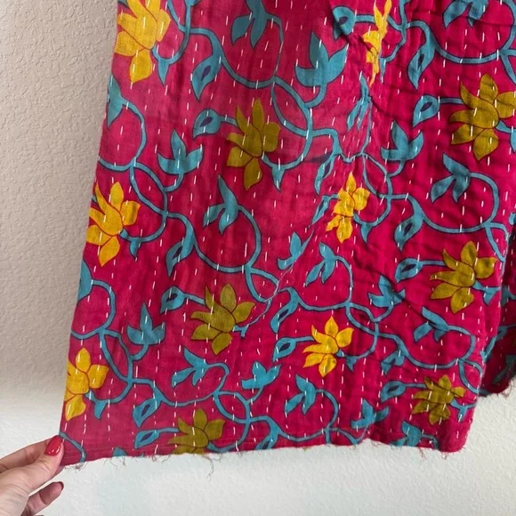 Jaded Gypsy Kantha Patchwork Floral Boho Festival Pockets Maxi Skirt Free Size - Picture 3 of 12